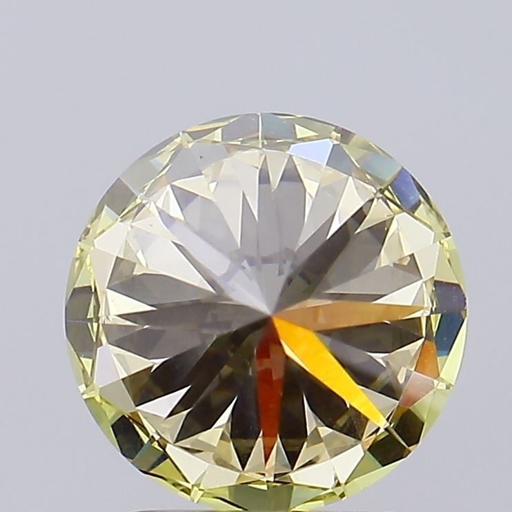 Yellow Color Round Cut Diamond. - Lab diamona