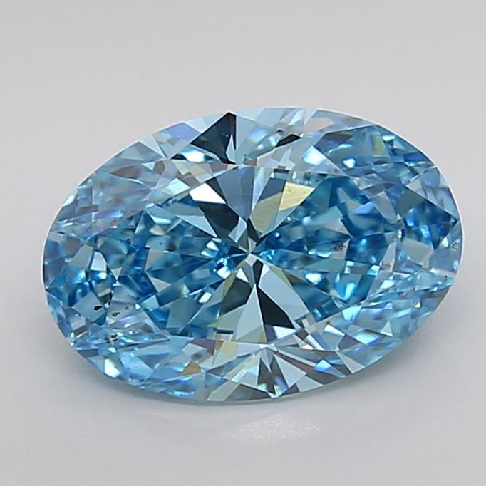 Blue Color Oval Cut Diamond.