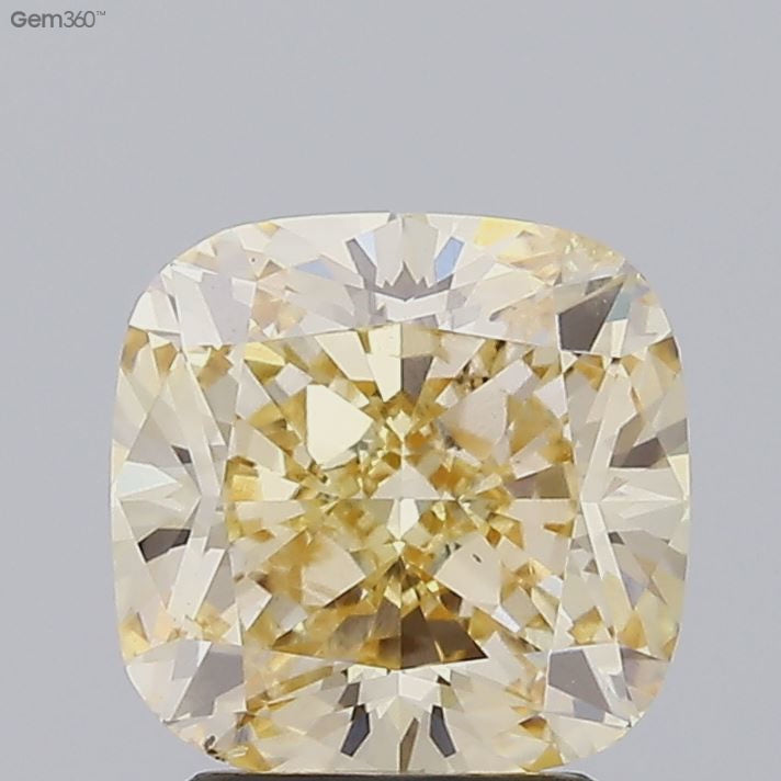 Yellow Color Cushion Cut Diamond.