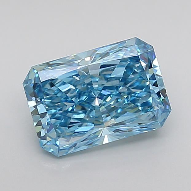 Blue Color Radiant Cut Diamond.