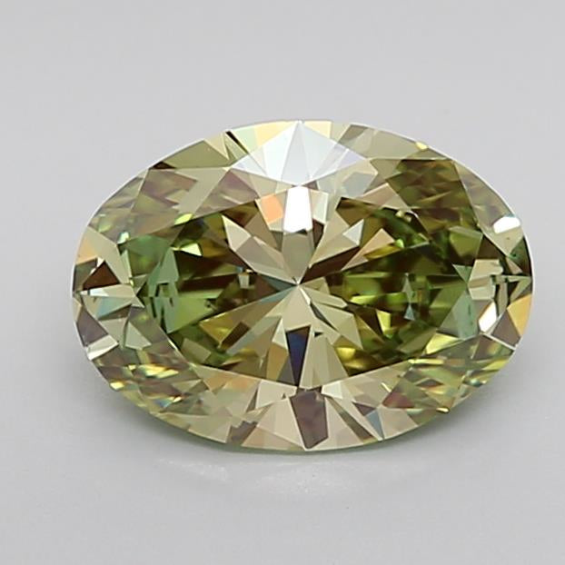 Green Color Oval Cut Diamond.